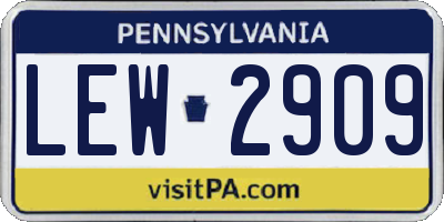PA license plate LEW2909