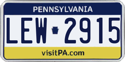PA license plate LEW2915