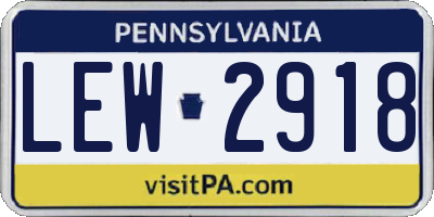 PA license plate LEW2918
