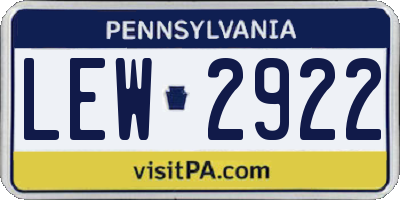 PA license plate LEW2922
