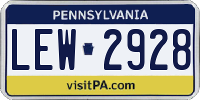 PA license plate LEW2928