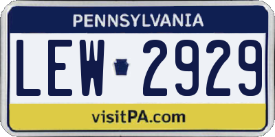 PA license plate LEW2929