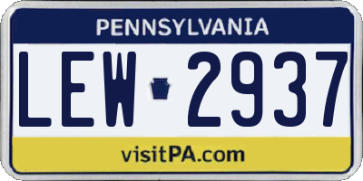 PA license plate LEW2937