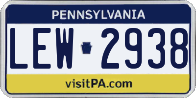 PA license plate LEW2938