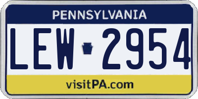 PA license plate LEW2954