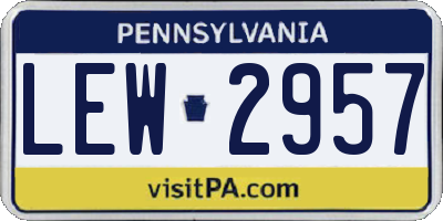 PA license plate LEW2957