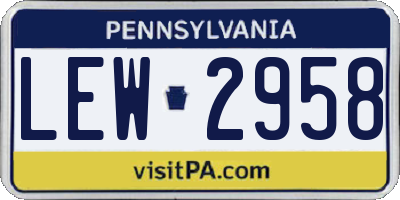 PA license plate LEW2958