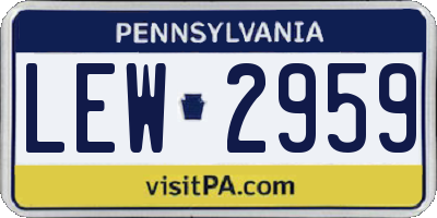 PA license plate LEW2959