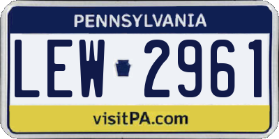 PA license plate LEW2961