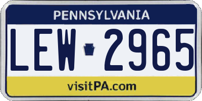 PA license plate LEW2965