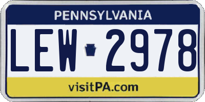 PA license plate LEW2978