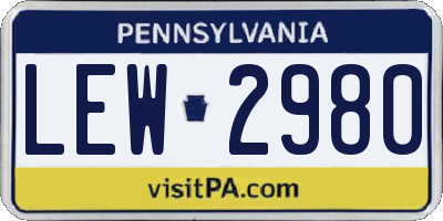 PA license plate LEW2980