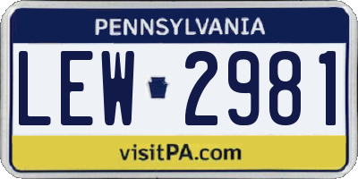 PA license plate LEW2981
