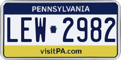 PA license plate LEW2982