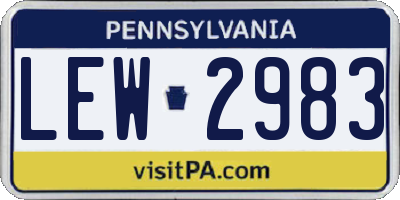 PA license plate LEW2983