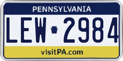 PA license plate LEW2984