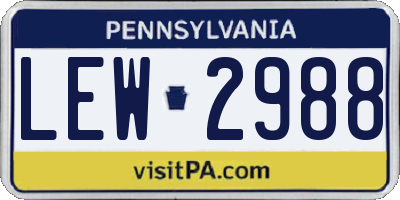 PA license plate LEW2988