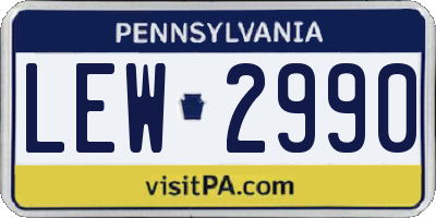 PA license plate LEW2990