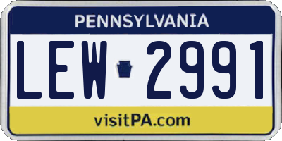 PA license plate LEW2991