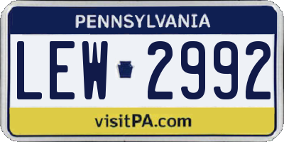 PA license plate LEW2992