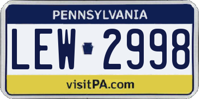PA license plate LEW2998