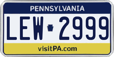 PA license plate LEW2999