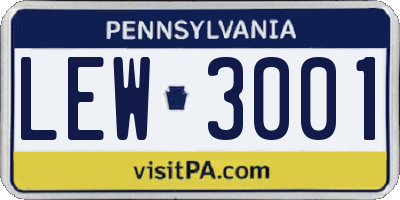 PA license plate LEW3001