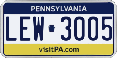 PA license plate LEW3005
