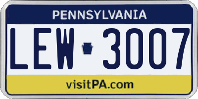 PA license plate LEW3007