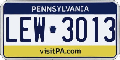 PA license plate LEW3013