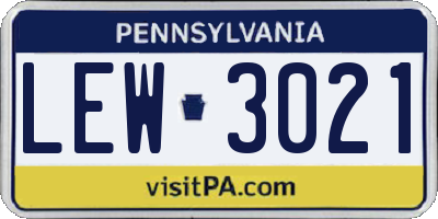 PA license plate LEW3021