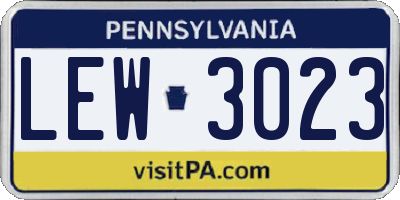 PA license plate LEW3023