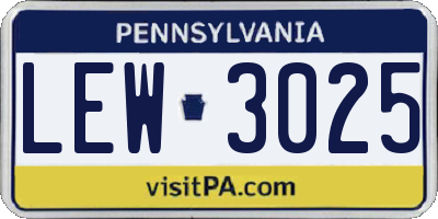 PA license plate LEW3025