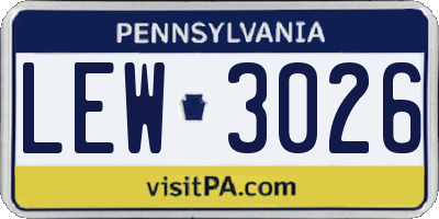 PA license plate LEW3026