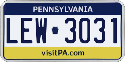 PA license plate LEW3031