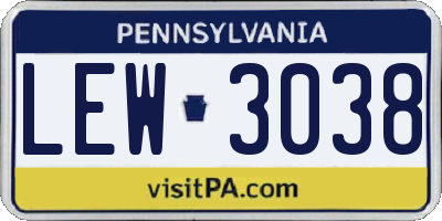 PA license plate LEW3038