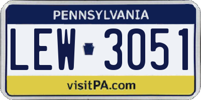 PA license plate LEW3051