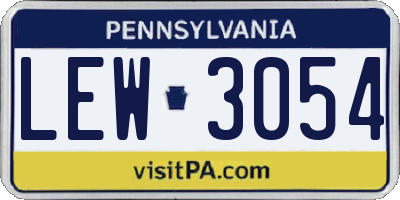 PA license plate LEW3054