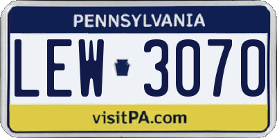 PA license plate LEW3070