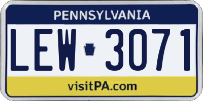 PA license plate LEW3071