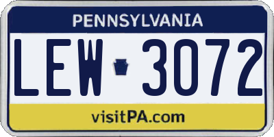 PA license plate LEW3072
