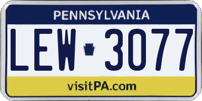 PA license plate LEW3077