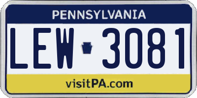 PA license plate LEW3081
