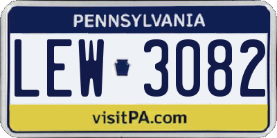 PA license plate LEW3082