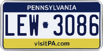 PA license plate LEW3086