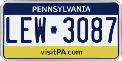 PA license plate LEW3087
