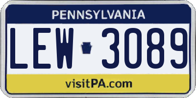 PA license plate LEW3089