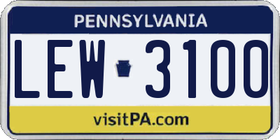 PA license plate LEW3100