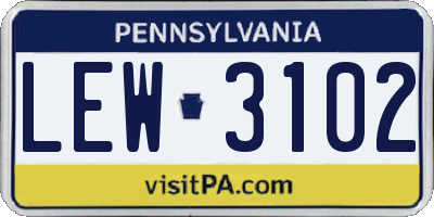 PA license plate LEW3102