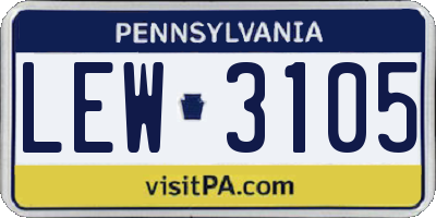 PA license plate LEW3105